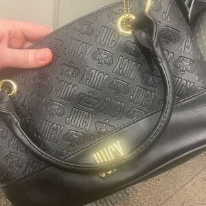 Juicy Couture Black and Gold Crossbody Bag with Embossed Design